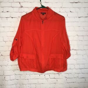 Torrid‎ Womens large Coral Red Bomber Jacket Lightweight Full Zip Cotton  Size 0